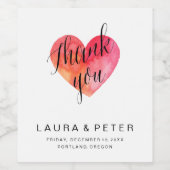 水彩ハートありがとう |結婚式の引き出物 ワインラベル (シングルラベル)