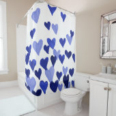 水彩ハートが青く染まる シャワーカーテン (インサイチュ)