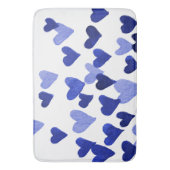 水彩ハートが青く染まる バスマット (正面縦)