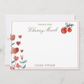 水彩ハートとさくらんぼオントップサンキューカード サンキューカード (正面)