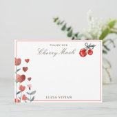 水彩ハートとさくらんぼオントップサンキューカード サンキューカード (スタンド正面)