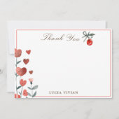 水彩ハートとさくらんぼオントップサンキューカード サンキューカード (正面)