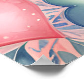 水彩ハートとフローラバレンタインデアール ポスター (角)