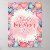 水彩ハートとフローラバレンタインデアール ポスター (正面)
