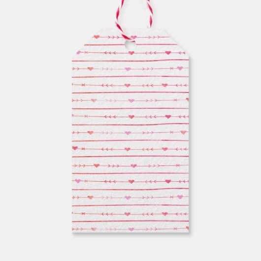 水彩ハートと矢印バレンタイン ギフトタグ (裏面)