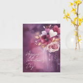 水彩ハートと花バレンタインの挨拶 カード (黄色い花)