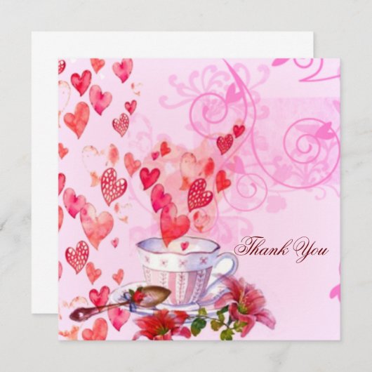 水彩ハートと花 (正面/裏面)