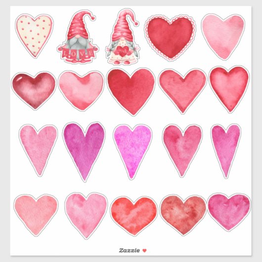 水彩ハートと2格言 シール (シート)