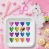 水彩ハートとXOXO紙プレート ペーパープレート (パーティー)