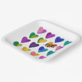 水彩ハートとXOXO紙プレート ペーパープレート (傾斜あり)