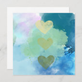 水彩ハートのカード 招待状 (正面/裏面)