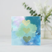 水彩ハートのカード 招待状 (スタンド正面)