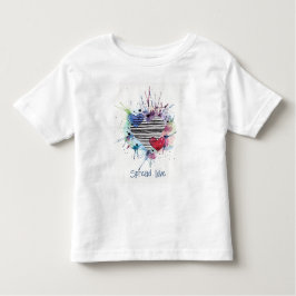 水彩ハートのキュートなTシャツ トドラーTシャツ