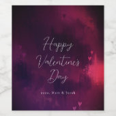 水彩ハートのバレンタインフェイバーまたはギフト ワインラベル (シングルラベル)