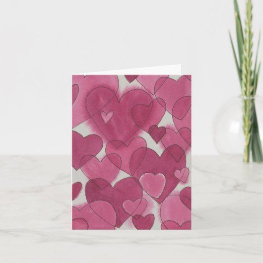 水彩ハートのバレンタイン サンキューカード (正面)