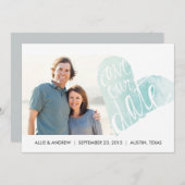 水彩ハートの結婚式延期お知らせ 招待状 (正面/裏面)