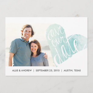 水彩ハートの結婚式延期お知らせ 招待状