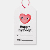 水彩ハートの誕生日ギフトタグ ギフトタグ (正面)