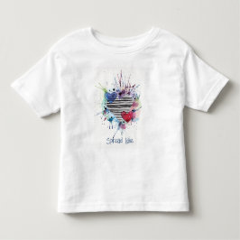 水彩ハートのTシャツ 可愛い トドラーTシャツ
