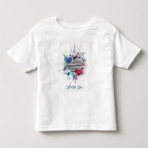 水彩ハートのTシャツ 可愛い トドラーTシャツ
