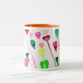 水彩ハートイラストレーション芸術 ツートーンマグカップ (中央)