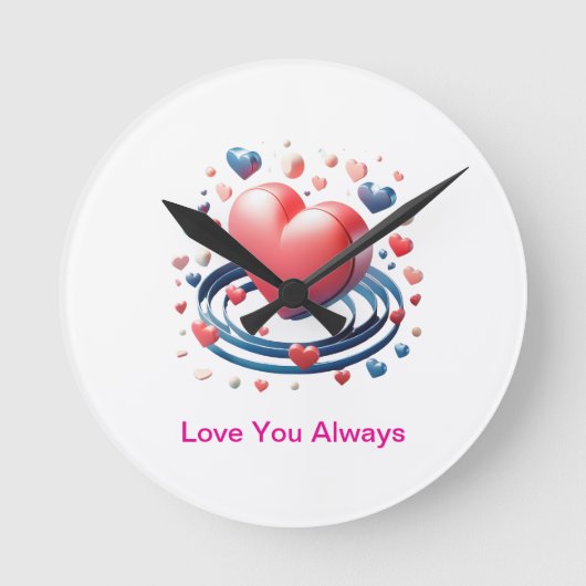 水彩ハートウォールクロック – ペルソナユニークリ ラウンド壁時計 (正面)