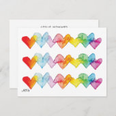 水彩ハートカラフル手引きノートカード (正面/裏面)