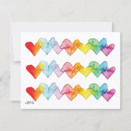 水彩ハートカラフル手引きノートカード