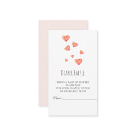 水彩ハートガールおむつラッフルカード エンクロージャーカード