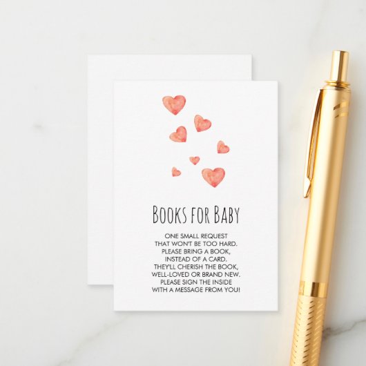 水彩ハートガールブックベビーカード エンクロージャーカード (正面/裏面インサイチュ)