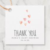 水彩ハートガールベイビーシャワーありがとう フェイバータグ (正面)