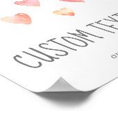 水彩ハートガールベビーシャワーカスタム文字標識 ポスター (角)