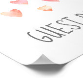 水彩ハートガールベビーシャワーゲストブックサイン ポスター (角)