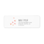 水彩ハートガールベビーシャワー差出人住所 ラベル (正面)