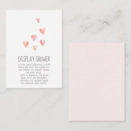 水彩ハートガールベビーシャワー表示シャワー エンクロージャーカード (正面/裏面)