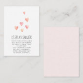 水彩ハートガールベビーシャワー ディスプレイシャワー エンクロージャーカード (正面/裏面)