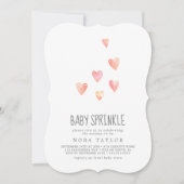 水彩ハートガールベビー振りかけ招待状 招待状 (正面)