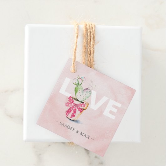 水彩ハートサボテンラブメッセージカード フェイバータグ (インサイチュ)