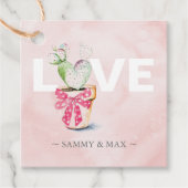 水彩ハートサボテンラブメッセージカード フェイバータグ (正面)