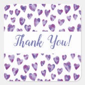 水彩ハートサンキューステッカー スクエアシール (正面)