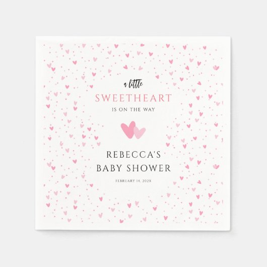 水彩ハートスウィートガールベビーシャワー紙 スタンダードカクテルナプキン (正面)