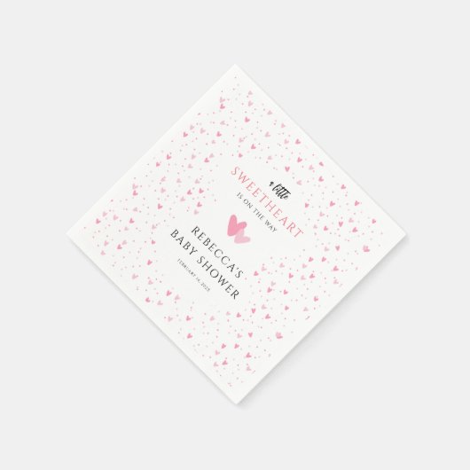 水彩ハートスウィートガールベビーシャワー紙 スタンダードカクテルナプキン (角)