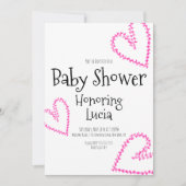 水彩ハートスタンプの花輪ラブベイビーシャワー 招待状 (正面)