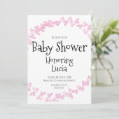 水彩ハートスタンプリースベビーシャワー 招待状 (スタンド正面)