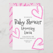 水彩ハートスタンプリースラブベビーシャワー 招待状 (正面/裏面)