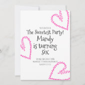 水彩ハートスタンプリースラブ誕生日 招待状 (正面)