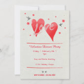 水彩ハートズリトルスイートベビーシャワー 招待状 (正面)