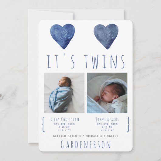 水彩ハートツインズボーイズ発表 案内状 (正面)