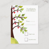 水彩ハートツリー彫刻ウェディングRSVPカード エンクロージャーカード (裏面)
