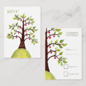 水彩ハートツリー彫刻ウェディングRSVPカード エンクロージャーカード (正面/裏面)